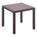 A Siesta Orlando square table with a brown wicker-look top.