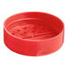 A red circular plastic spice container lid with 7 holes.