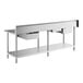 A Regency stainless steel work table with two sinks.