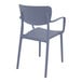 A Siesta Lisa gray plastic outdoor dining arm chair.