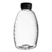 A clear plastic Classic Queenline honey bottle with a black flip top lid.