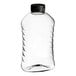 A clear plastic Ribbed Hourglass PET honey bottle with a black cap.