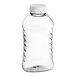 A clear Ribbed Hourglass PET honey bottle with a white plastic flip top lid.