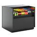 A black Structural Concepts undercounter air curtain merchandiser with a variety of beverages inside.