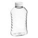 A clear plastic Ribbed Hourglass PET honey bottle with a white cap.