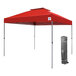 A red E-Z Up canopy tent with a grey cover.