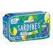 A blue package of Sea Tales sardines in extra virgin olive oil with lemons.