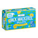 A blue Sea Tales Mackerel Fillets box with white and yellow text and sunflowers.