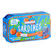 A blue rectangular package of Sea Tales sardines in spicy tomato sauce.