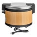 An Avantco woodgrain electric rice warmer with a cord attached.