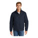 A man wearing a CornerStone navy work jacket.