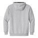 A CornerStone athletic heather grey full-zip sweatshirt with a black hood.