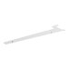 A white metal Avantco shelf bracket with holes.