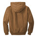 A CornerStone brown washed duck cloth work jacket with a hood.