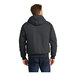 A CornerStone unisex charcoal work jacket with a hood and zipper.