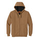 A brown CornerStone hooded jacket with a black zipper.