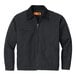A CornerStone men's charcoal work jacket with black corduroy collar.