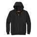 A black CornerStone full-zip hooded sweatshirt with a black zipper.