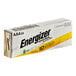 A white and yellow box of Energizer Industrial AAA Alkaline Batteries with black text.