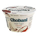 A case of 12 Chobani Low-Fat Coconut Greek Yogurt containers with white lids and labels.