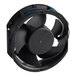 A black Avantco condenser fan motor with blue wires.