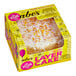 A yellow box of Abe's vegan vanilla-frosted layer cake.