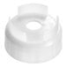 A white plastic San Jamar nozzle cap with a hole.