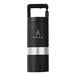 A black and silver cylindrical VSSL coffee grinder with a logo on it.