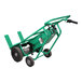 A green Valley Craft powered pallet hand truck with wheels.