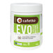 A white container of Cafetto EVO espresso machine cleaner powder with a green label.