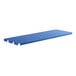 A blue rectangular steel shelf with holes.