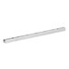 A stainless steel metal pilaster with holes on a white background.