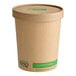 A 32 oz. kraft paper food cup with a vented lid labeled as compostable.