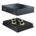 A black Nucleus Coffee Tools box with gold cup mounts inside.