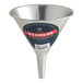A silver Behrens tin funnel with a handle.