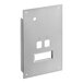 A stainless steel rectangular display cover with two holes.
