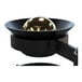 A black Nucleus Paragon Pourover Coffee Brewing Stand with gold accents and a metal ball.