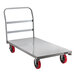 A Lavex Pro heavy-duty steel platform truck with red wheels.