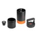 A black cylindrical VSSL Java G25 carbon coffee grinder with a black lid and silver metal nut.