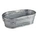 A galvanized metal Behrens oval tub with a handle.