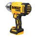 A yellow and black DeWalt 20V MAX cordless impact wrench with hog ring.