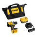 A black and yellow DeWalt tool bag with a DeWalt 20V MAX XR drill inside.