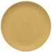 An Elite Global Solutions round plate with a rattan-colored rim.