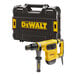 A black plastic DeWalt tool box with yellow text.