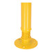 A yellow steel cylinder with a yellow cap and a spring-loaded yellow metal pole inside.