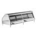 An Alto-Shaam stainless steel countertop heated display case with three glass doors on a counter.