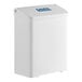 A white rectangular Lavex sanitary napkin receptacle with a blue logo.