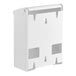 A white plastic Lavex wall-mount sanitary napkin receptacle.