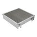 A BLUCHER stainless steel floor trough grate with holes.