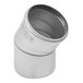 A silver stainless steel pipe bend with a round top.